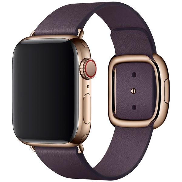 Apple Leather Band Modern Buckle Apple Watch Series 1-9 / SE - 38/40/41 mm / Series 10 - 42 mm - Maat M - Aubergine