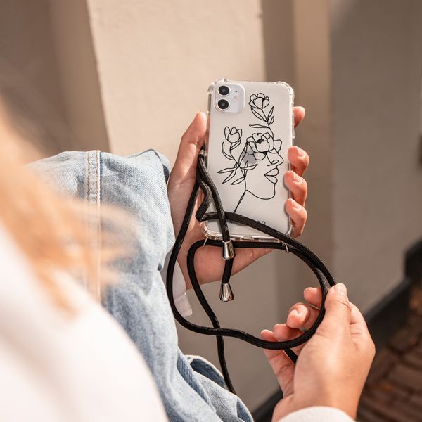 imoshion Design hoesje met koord iPhone X / Xs - Abstract Gezicht Bloem - Transparant