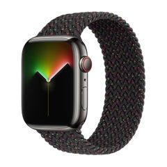 Apple Gevlochten solobandje Apple Watch | 44/45/46/49 mm - Maat 2 - Black Unity