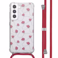 imoshion Design hoesje met koord Samsung Galaxy S21 FE - Dusty Rose Connected Hearts