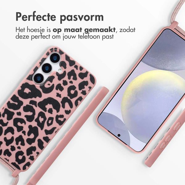 imoshion Siliconen design hoesje met koord Samsung Galaxy S25 - Animal Pink