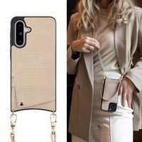 Selencia Nova Croco Telefoonhoes met Koord en Pashouder Samsung Galaxy A36 / A56 - Beige