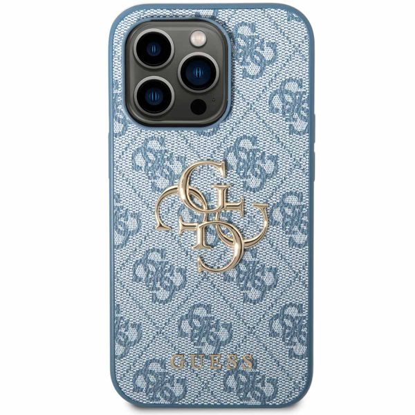 Guess 4G Metal Logo Backcover iPhone 14 Pro - Blauw