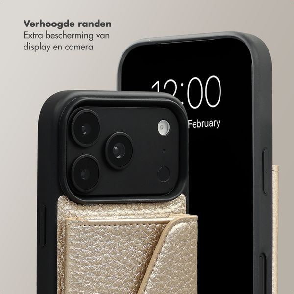 Selencia Sera Telefoonhoes met Koord en Envelop Pashouder Apple iPhone 18 Pro Max / 17 Pro Max - Champagne