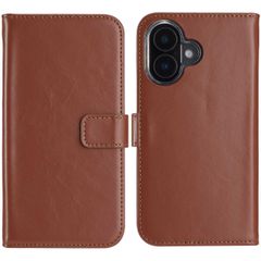 Selencia Echt Leren Bookcase Apple iPhone 16 - Lichtbruin