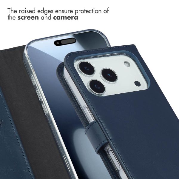 Selencia Genuine Leather Book Case Apple iPhone 17 Pro - Blue