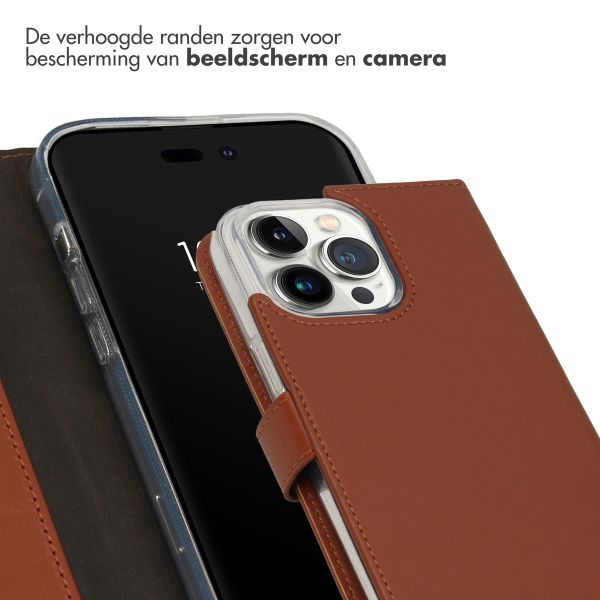 Selencia Echt Leren Bookcase Apple iPhone 14 Pro Max - Lichtbruin