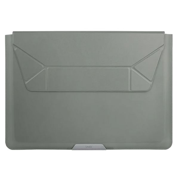 Uniq Oslo Laptop hoes 14 inch - Laptopsleeve met opvouwbare laptopstandaard - Lichen Green