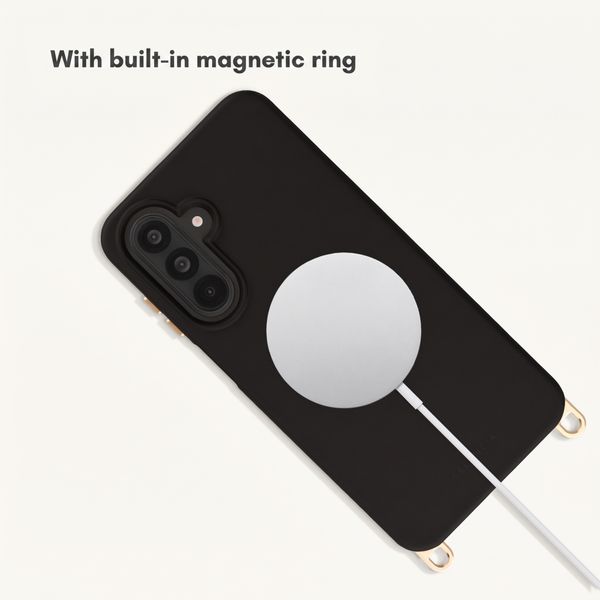 Selencia Rivièra MagSafe Case with detachable hooks Samsung Galaxy A18 / A17 / A16 / A26 - Velvet Black