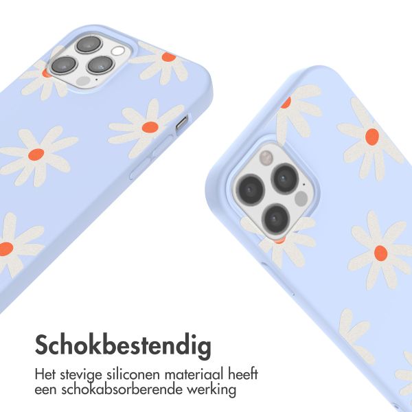 imoshion Siliconen design hoesje met koord Apple iPhone 12 (Pro) - Lila Flower Distance