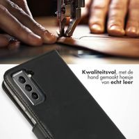 Selencia Echt Lederen Bookcase Samsung Galaxy S21 - Zwart