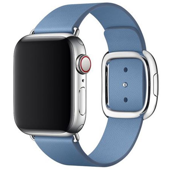 Apple Leather Band Modern Buckle Apple Watch Series 1-9 / SE - 38/40/41 mm / Series 10 - 42 mm - Maat S - Blauw