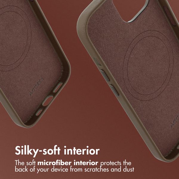 Accezz Leather Back Cover with MagSafe Apple iPhone 15 - Coffee Brown