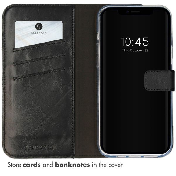 Selencia Genuine Leather Book Case Apple iPhone 14 - Black