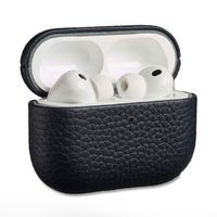 Accezz Echt Leren Case voor de Apple AirPods Pro 3 - Donkerblauw