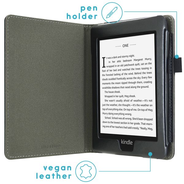 imoshion Vegan Leather Bookcase Amazon Kindle Paperwhite 4 - Zwart