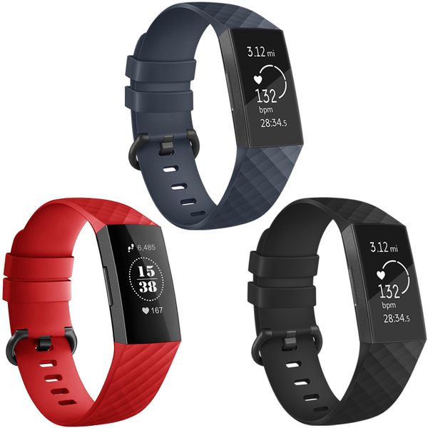 imoshion Siliconen bandje Multipack Fitbit Charge 3 / 4 - Zwart / Blauw / Rood