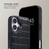 Selencia Nova Croco Telefoonhoes met Koord en Pashouder Apple iPhone 17 - Zwart