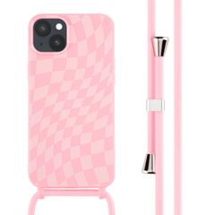 imoshion Siliconen design hoesje met koord Apple iPhone 14 Plus - Retro Pink
