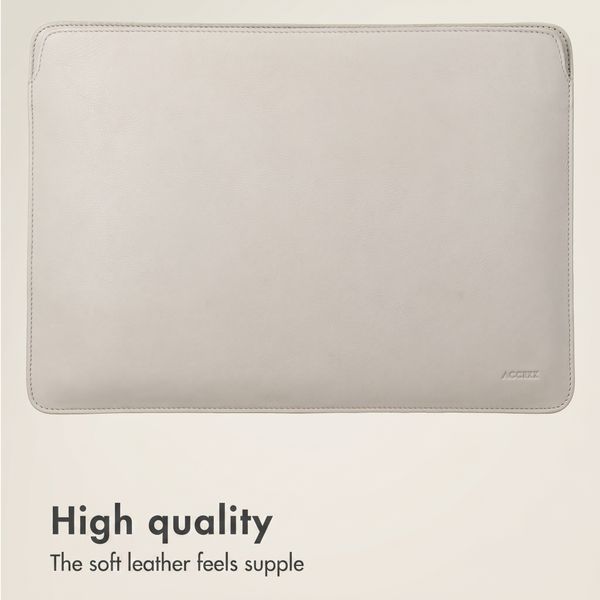 Accezz Leather laptop sleeve 16 inch - Beige