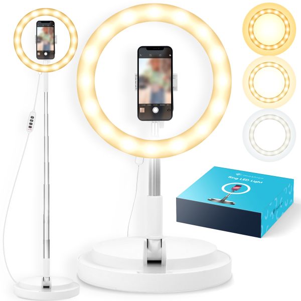 imoshion Ring LED Light - Ringlamp telefoon - Ringlight met statief - Verstelbaar - Wit