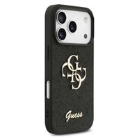 Guess 4G Metal Logo Glitter Backcover Apple iPhone 17 Pro Max - Zwart