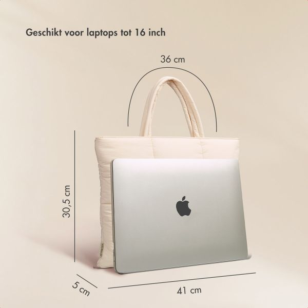 Selencia Vaya Puffy Laptoptas 16 inch - Soft Ivory