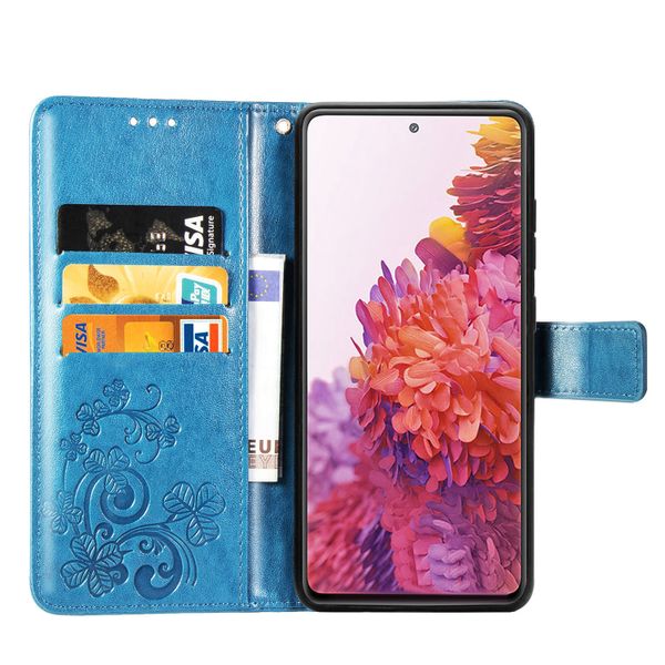 Klavertje Bloemen Bookcase Samsung Galaxy S20 FE - Turquoise