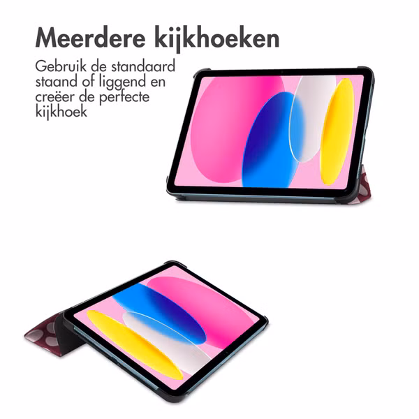 imoshion Design Trifold Bookcase Apple iPad 11 (2025) 11 inch A16 / iPad 10 (2022) 10.9 inch - Bloom Love Blush