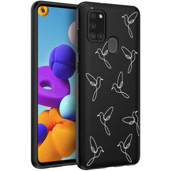 imoshion Design hoesje Samsung Galaxy A21s - Vogels - Zwart