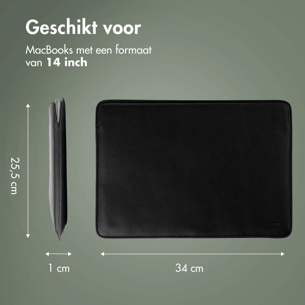 Accezz Leather Laptop hoes Apple MacBook 14 inch - Laptopsleeve - Zwart
