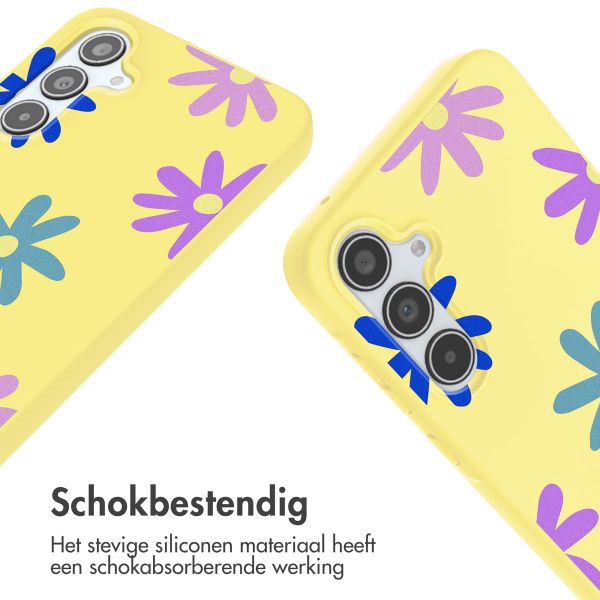 imoshion Siliconen design hoesje met koord Samsung Galaxy A35 - Yellow Flower Distance