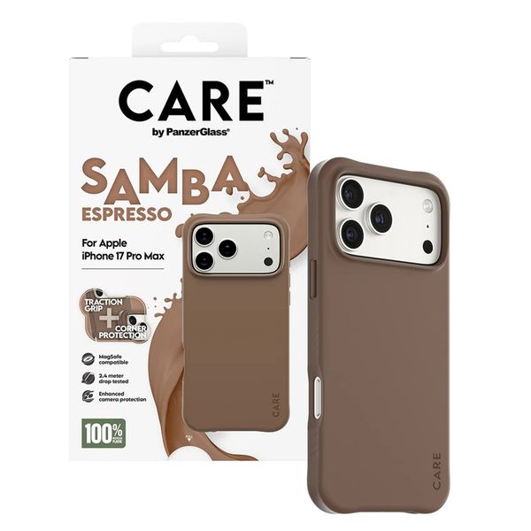 CARE by PanzerGlass Fashionable Case Samba met MagSafe Apple iPhone 17 Pro Max - Espresso Brown