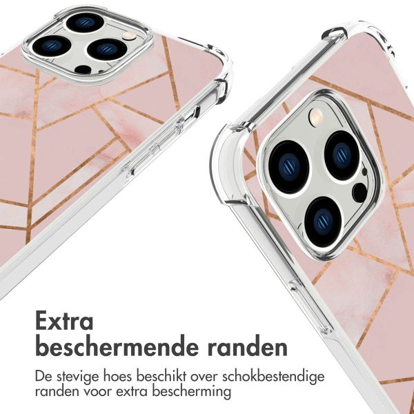 imoshion Design hoesje met koord iPhone 14 Pro - Grafisch Koper - Roze / Goud