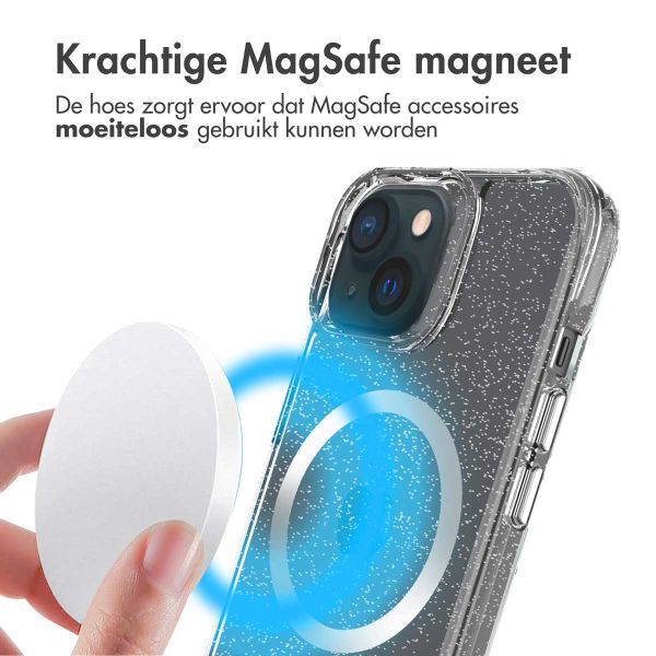 imoshion Clear Glitter Backcover met MagSafe Apple iPhone 15 - Zilver