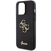 Guess 4G Metal Logo Glitter Backcover iPhone 15 Pro Max - Zwart