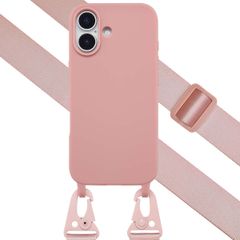 Selencia Siliconen hoesje met afneembaar koord Apple iPhone 17 - Sand Pink