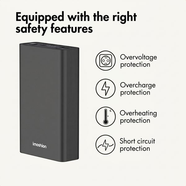 imoshion Ultra Series Aluminium Powerbank 20,000 mAh - Quick Charge and Power Delivery - Black