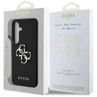 Guess 4G Metal Logo Saffiano Backcover Samsung Galaxy S25 - Zwart
