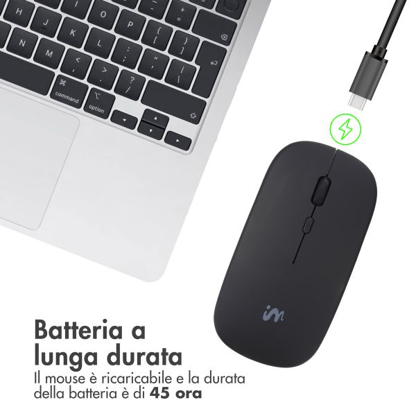 imoshion Draadloze muis - Oplaadbare computermuis + 2.4G USB-A adapter - Zwart