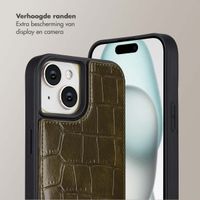 Selencia Nova Croco Telefoonhoes met Koord en Pashouder Apple iPhone 15 - Dark Olive