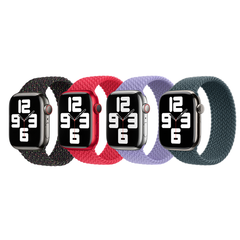 Apple 4 Pack Gevlochten solobandje voor de Apple Watch | 38/40/41/42 mm - Maat 4 - Black Unity/ (PRODUCT)RED/ Lavender/ Lake Green