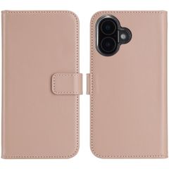 Selencia Echt Leren Bookcase iPhone 16 Plus - Dusty Pink