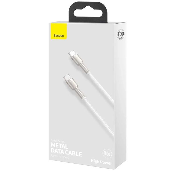 Baseus Cafule Series USB-C naar USB-C kabel - Metaal - 100 Watt - 1 meter - Wit