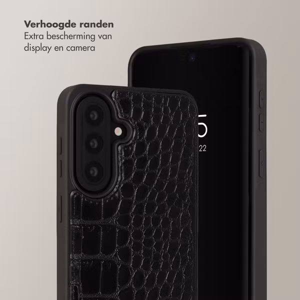 Selencia Nova Croco Telefoonhoes met Koord en Pashouder Samsung Galaxy A37 (5G) - Zwart