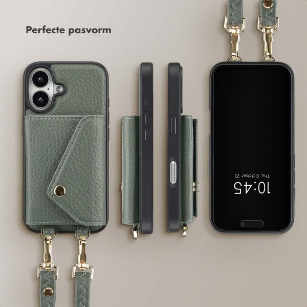 Selencia Sera Koordhoes met pashouder envelop iPhone 16 - Sage Green