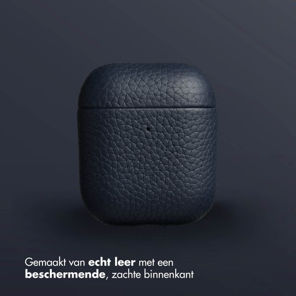 Accezz Echt Leren Case AirPods 1 / 2 - Donkerblauw