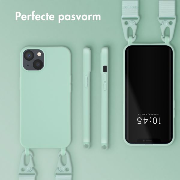 Selencia Siliconen hoesje met afneembaar koord Apple iPhone 13 - Turquoise