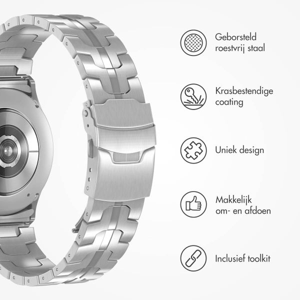 Accezz Steel Band Samsung Galaxy Watch 4 / 5 / 6 / 7 / FE (20 mm) - Zilver