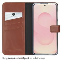 Selencia Echt Leren Bookcase Samsung Galaxy S25 Edge - Lichtbruin